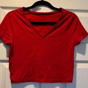 No Boundaries Red V-Neck Crop Top